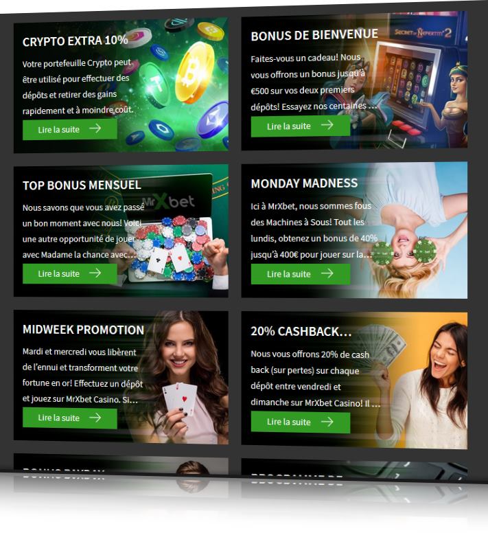 Les bonus offerts au Casino